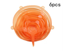 Load image into Gallery viewer, 6 Pcs Reusable Food Packaging Cover Silicon Food Fresh-Keep Sealing Cap Vacuum Stretch Silicone Lids Kitchen Silicone Cover